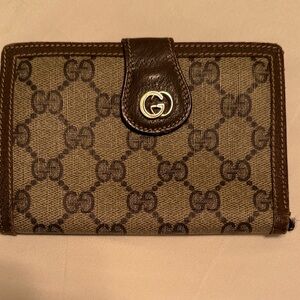 Gucci Tan and Brown Monogram Wallet